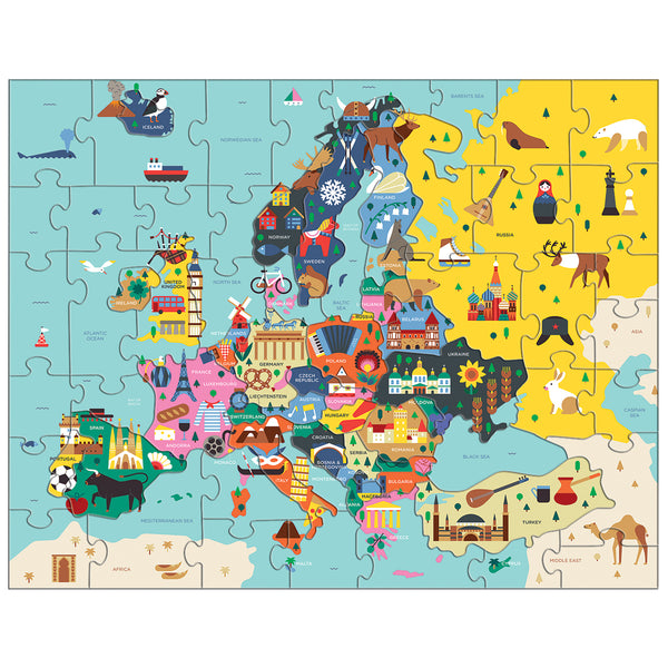 Geography Map Of Europe Puzzle (70 Pieces) By Mudpuppy – Dragonfly Toys