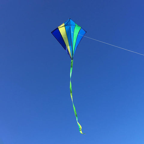 Diamond Shaped Kite Blues, Green and Yellow – Dragonfly Toys